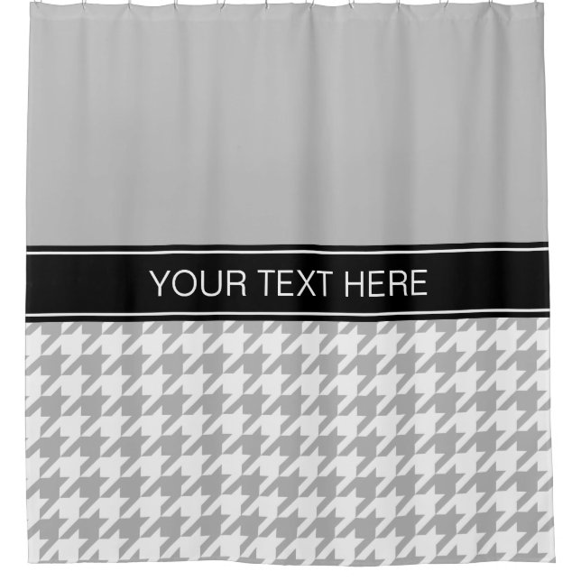 Rideaux De Douche Houndstooth blanc gris CB Black Name Monogramme (Devant)