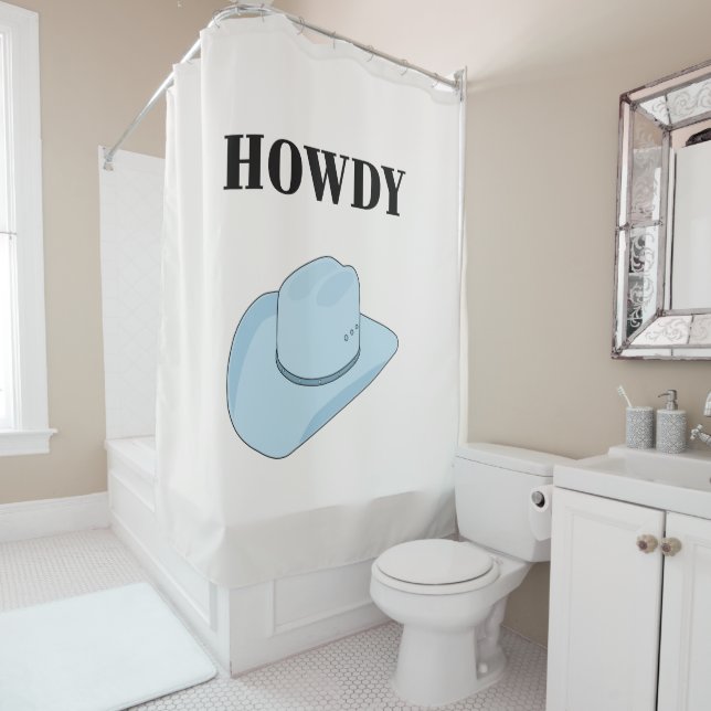 Rideaux De Douche Howdy Cowboy Casquette Baby Blue (En situation)