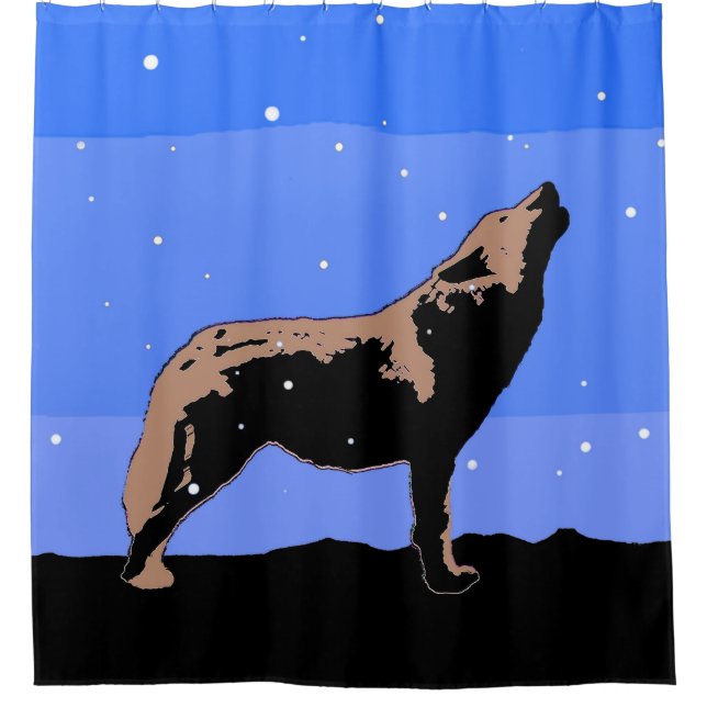 Rideaux De Douche Howling Wolf en hiver - Art faunique original (Devant)