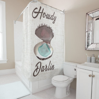 Rideaux De Douche Huître côtière Howdy Darlin avec verre Turquoise