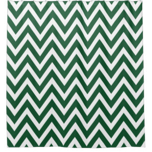 Rideaux De Douche Hunter Green et White Chevron