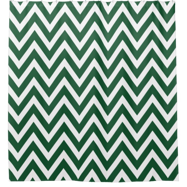 Rideaux De Douche Hunter Green et White Chevron (Devant)