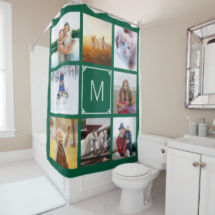 Rideaux De Douche Hunter Green Key Monogramme 8 Photo Collage