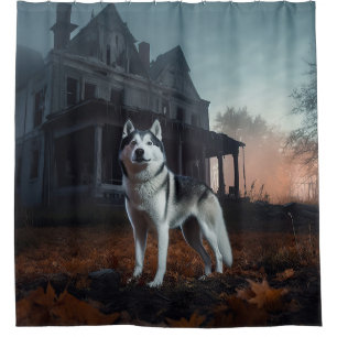 Rideaux De Douche Husky sibérien Halloween Épouvantable
