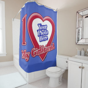 Rideaux De Douche I Love My Girlfriend Photo Red Heart D R Blue