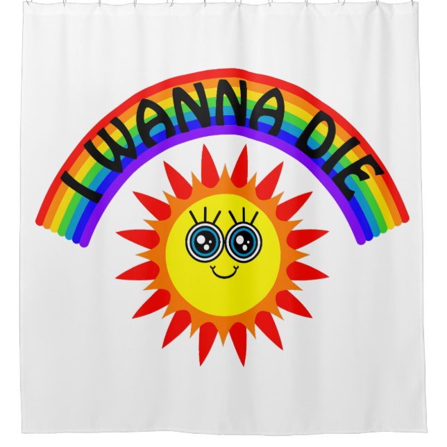 Rideaux De Douche I Wanna Die - Rainbow Smiling Sun (Devant)