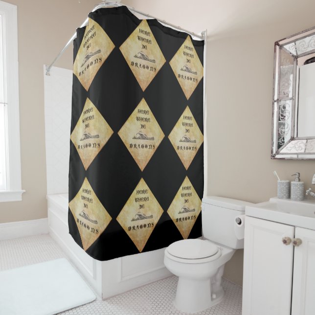 Rideaux De Douche Ici il y ait des dragons (En situation)