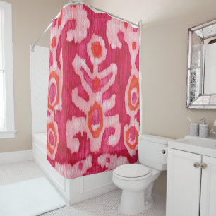 Rideaux De Douche Ikat de la tribu rose et orange