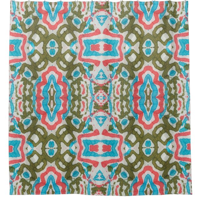 Rideaux De Douche Ikat Ethnic : Abstrait Motif Shaman (Devant)