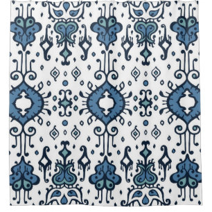 Rideaux De Douche Ikat, ornement tribal, sans couture ethnique.