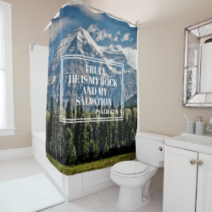 Rideaux De Douche Il My Rock Christian Bible Verse Mountain Photo