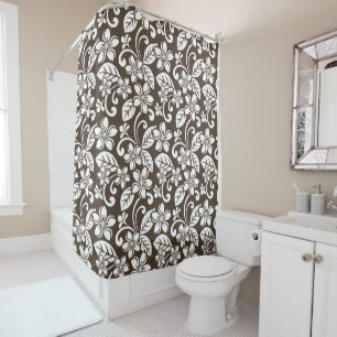 RIDEAUX DE DOUCHE ÎLE PLUMERIA (CAFÉ BROWN)