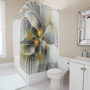 Rideaux De Douche Illusion Optique Abstrait 3D Fractal Avec Profonde