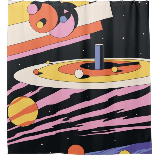 Rideaux De Douche Illustration Abstraite de l'espace psychédélique,  (Devant)