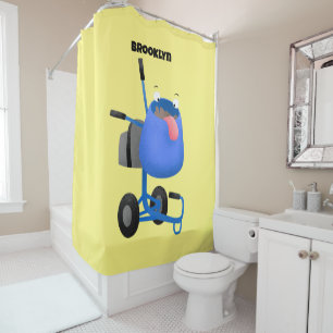 Rideaux De Douche Illustration amusante du mélangeur de ciment bleu