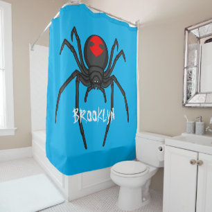 Rideaux De Douche Illustration d'araignée noire effrayante