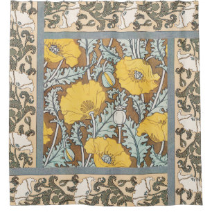 Rideaux De Douche illustration d'art pavot fleur jaune