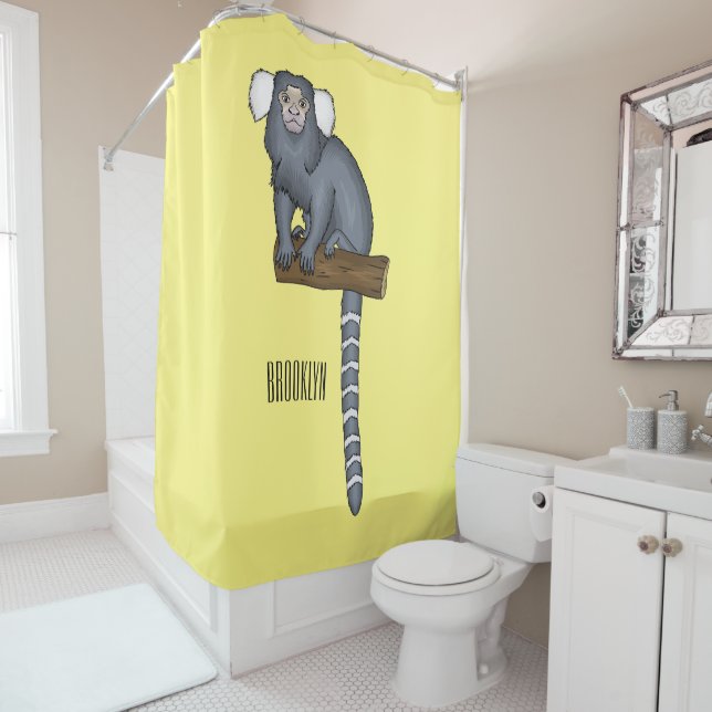 Rideaux De Douche Illustration de bande dessinée de ouistiti commun (En situation)