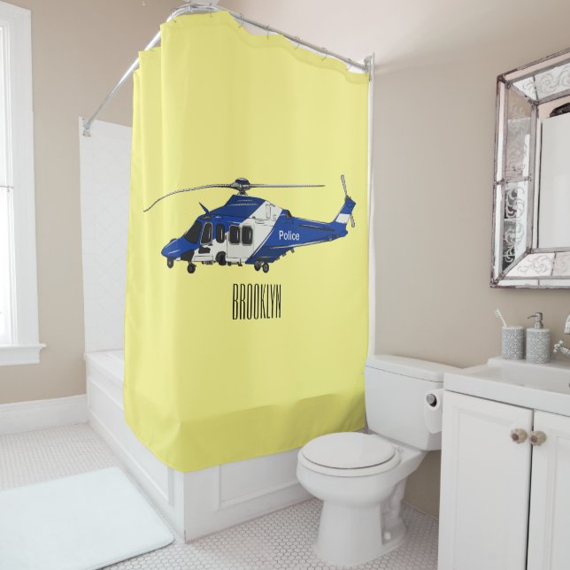 Rideaux De Douche illustration de bande dessinée d'hélicoptère de po (En situation)