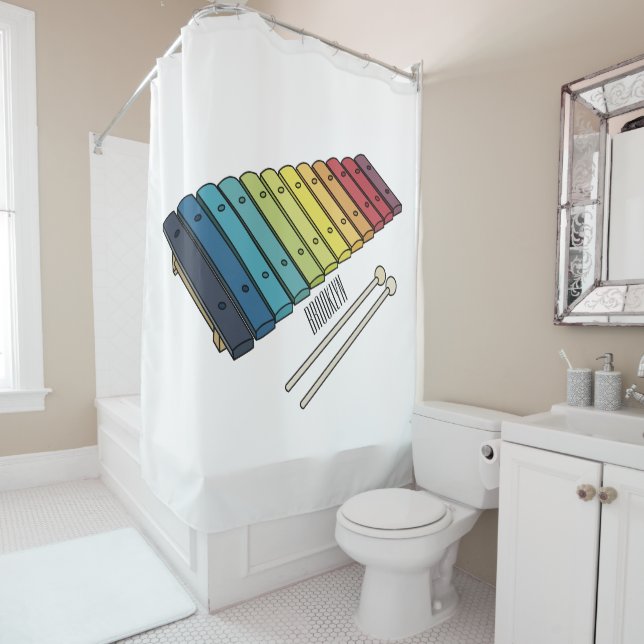 Rideaux De Douche Illustration de bande dessinée en Xylophone (En situation)