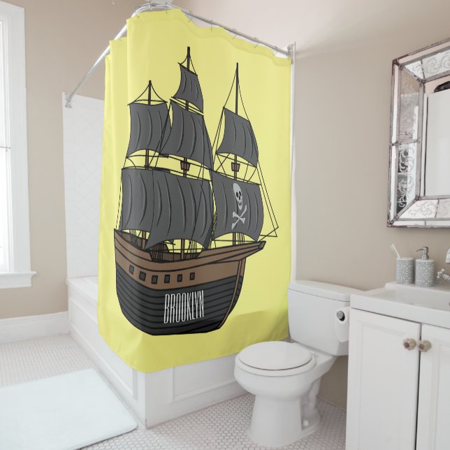 Rideaux De Douche Illustration de bateau pirate (En situation)