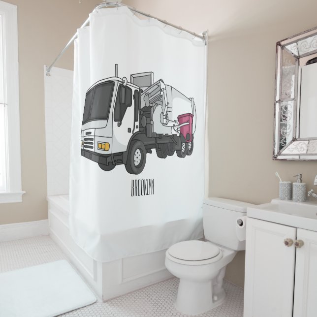 Rideaux De Douche Illustration de camion à ordures (En situation)