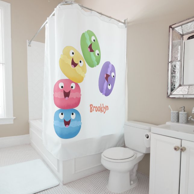Rideaux De Douche Illustration de caricature de macarons marrant mig (En situation)
