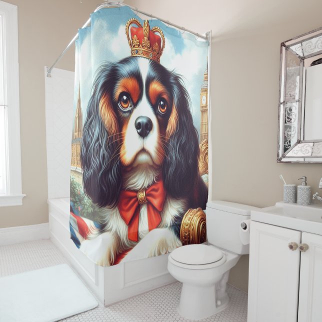 Rideaux De Douche Illustration de Cavalier King Charles Spaniel (En situation)