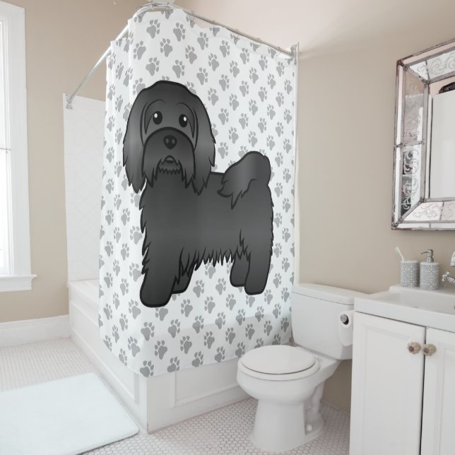 Rideaux De Douche Illustration de chien de dessin animé mignon Havan (En situation)
