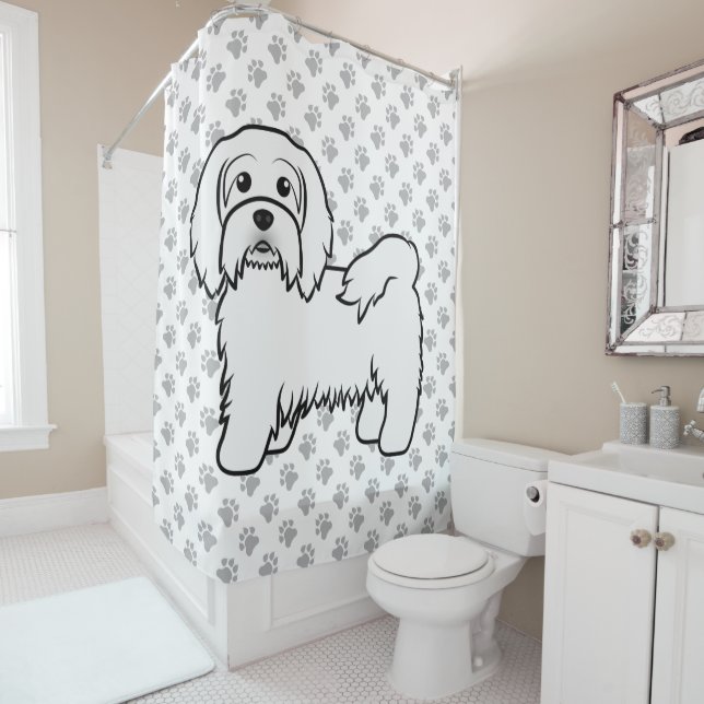 Rideaux De Douche Illustration de chien de dessin animé mignon Havan (En situation)