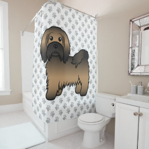 Rideaux De Douche Illustration de chien de dessin animé mignon Havan
