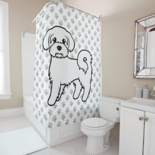 Rideaux De Douche Illustration de chien de dessin animé mignon malta