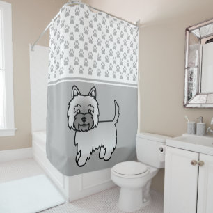 Rideaux De Douche Illustration de chien Terrier Cairn gris & pattes