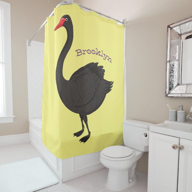 Rideaux De Douche Illustration de cygne noir (En situation)
