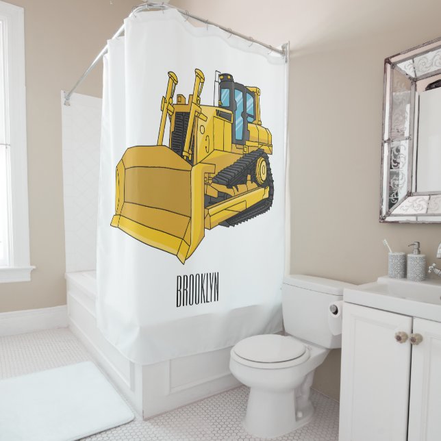 Rideaux De Douche Illustration de dessin animé Bulldozer (En situation)