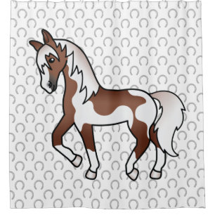 Rideaux De Douche Illustration de dessin animé de cheval trotteur Pi