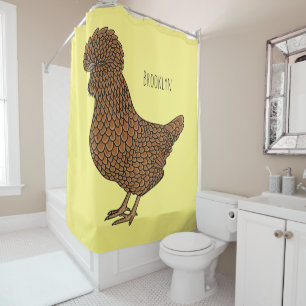 Rideaux De Douche Illustration de dessin animé de poulet polonais ch