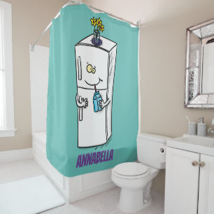 Rideaux De Douche Illustration de dessin animé drôle de réfrigérateu