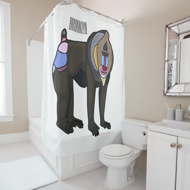 Rideaux De Douche Illustration de dessin animé Mandrill (En situation)
