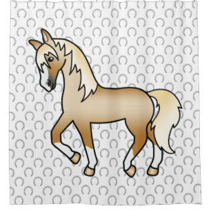 Rideaux De Douche Illustration de dessin animé mignon de cheval trot