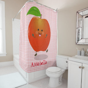 Rideaux De Douche Illustration de dessin animé sur la pomme de danse