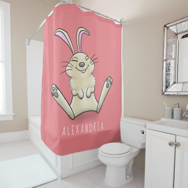 Rideaux De Douche Illustration de dessin de lapin lapin mou (En situation)