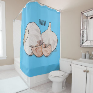 Rideaux De Douche Illustration de dessin sur l'ail