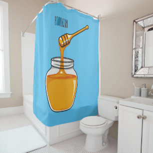 Rideaux De Douche Illustration de dessin sur le miel