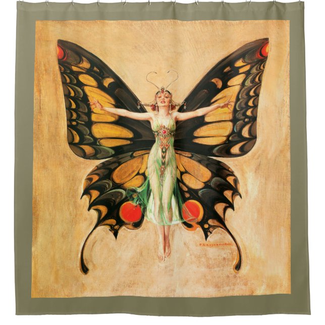 Rideaux De Douche Illustration de femme de Leyendecker papillon Flap (Devant)