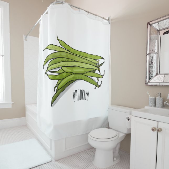 Rideaux De Douche Illustration de haricots verts (En situation)