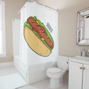 Rideaux De Douche Illustration de Hot dog