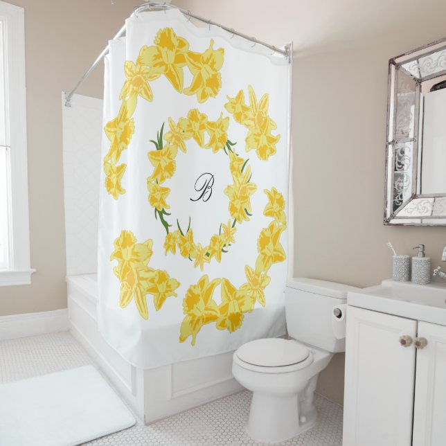 Rideaux De Douche Illustration de jonquilles (En situation)