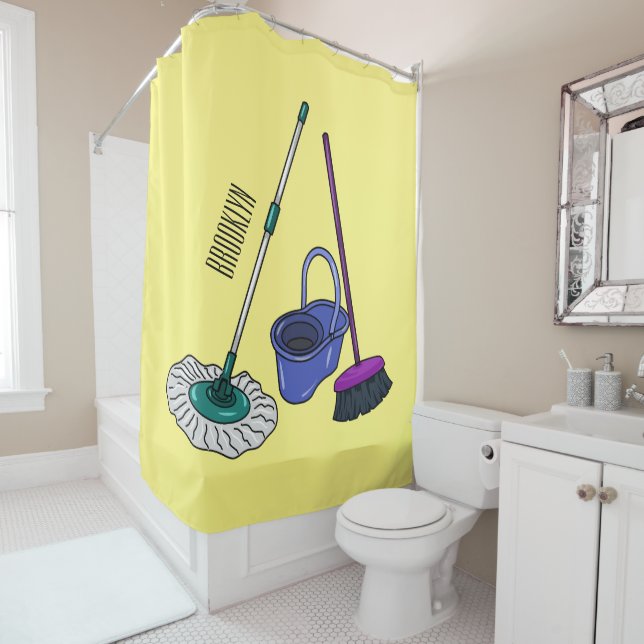 Rideaux De Douche Illustration de la bande dessinée Broom & mop (En situation)