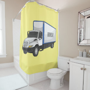 Rideaux De Douche Illustration de la caricature du camion-boîte